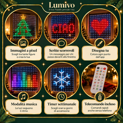 Tenda LED Smart 2 x 2 m – immagini e scritte dal telefono